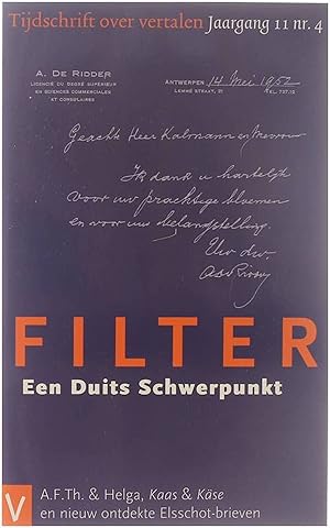 Bild des Verkufers fr Filter (tijdschrift over vertalen) : Jaargang 11 nr 4, december 2004 : Een Duits Schwerpunkt zum Verkauf von Untje.com