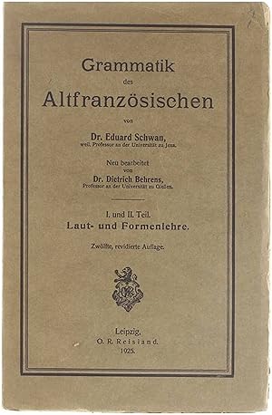 Imagen del vendedor de Grammatik des Altfranzsischen a la venta por Untje.com