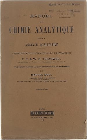 Seller image for Manuel de Chimie analytique I: Analyse qualitative for sale by Untje.com