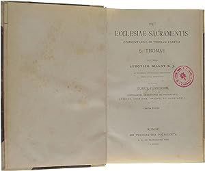 Bild des Verkufers fr De ecclesiae sacramentis. Commentarius in tertiam partem S. Thomae zum Verkauf von Untje.com