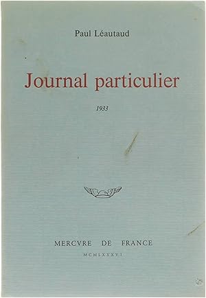 Bild des Verkufers fr Journal particulier 1933 zum Verkauf von Untje.com