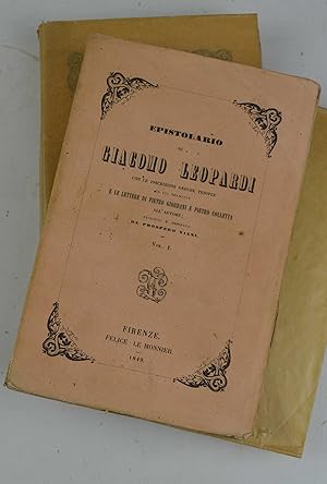 Epistolario con le inscrizioni greche triopee da lui tradotte e le lettere di Pietro Giordani e ...