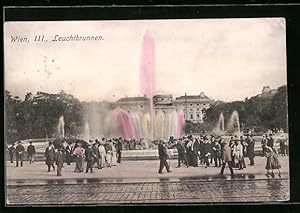 Bild des Verkufers fr Ansichtskarte Wien, Leuchtbrunnen mit Spaziergngern zum Verkauf von Bartko-Reher