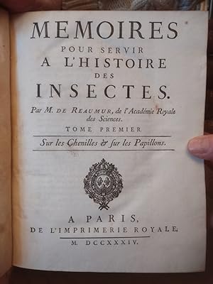 Imagen del vendedor de Memoires pour Servir a l'Histoire des Insectes a la venta por The Sanctuary Bookshop.