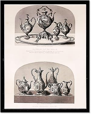 Steel Engraving Featuring Decorative Item Displayed at the Great Exhibition of 1851. [Two Tea Ser...