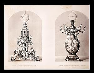 Steel Engraving Featuring Decorative Item Displayed at the Great Exhibition of 1851. [Two Lamps O...