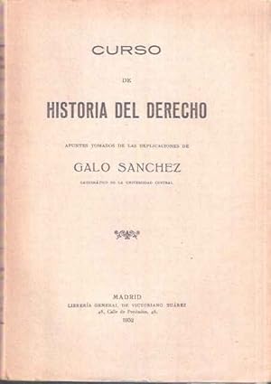 Imagen del vendedor de Curso de Historia del Derecho a la venta por SOSTIENE PEREIRA