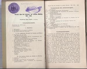 2 Bände: Bericht über die Literatur zur antiken Medizin 1901 - 1910 und 1911 - 1917. - Aus: Jahre...