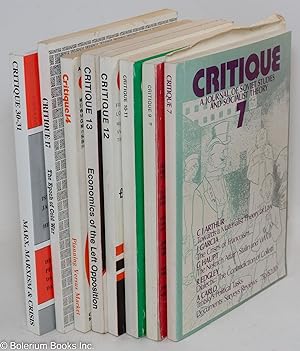 Bild des Verkufers fr Critique; journal of socialist theory [8 issues] zum Verkauf von Bolerium Books Inc.