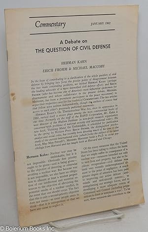 Imagen del vendedor de Commentary: a debate on the question of civil defense (January 1962) a la venta por Bolerium Books Inc.