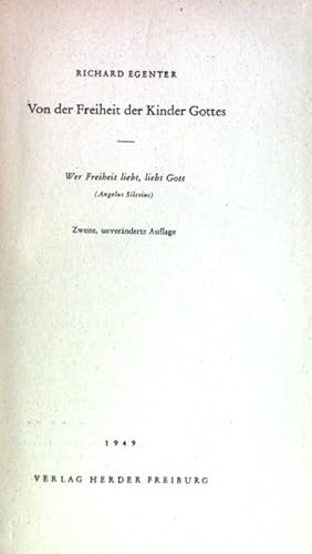 Seller image for Von der Freiheit der Kinder Gottes. for sale by books4less (Versandantiquariat Petra Gros GmbH & Co. KG)