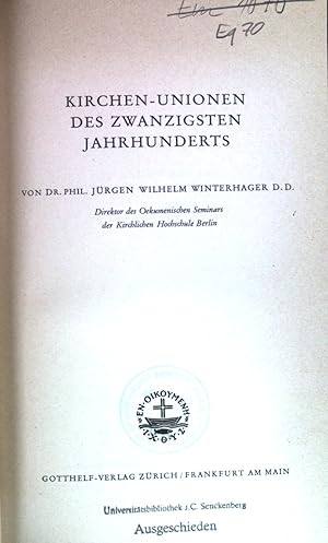 Bild des Verkufers fr Kirchen-Unionen des zwanzigsten Jahrhunderts. zum Verkauf von books4less (Versandantiquariat Petra Gros GmbH & Co. KG)