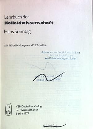 Bild des Verkufers fr Lehrbuch der Kolloidwissenschaft. zum Verkauf von books4less (Versandantiquariat Petra Gros GmbH & Co. KG)