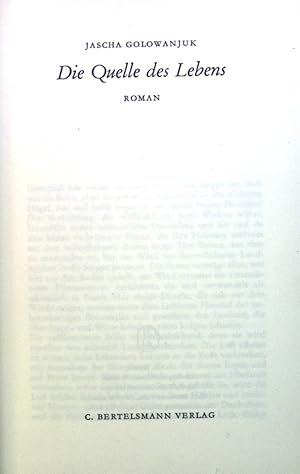 Seller image for Die Quelle des Lebens : Roman. for sale by books4less (Versandantiquariat Petra Gros GmbH & Co. KG)
