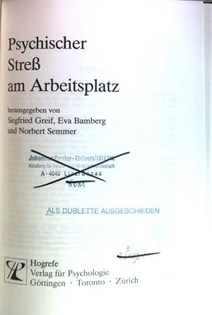 Seller image for Psychischer Stress am Arbeitsplatz. for sale by books4less (Versandantiquariat Petra Gros GmbH & Co. KG)