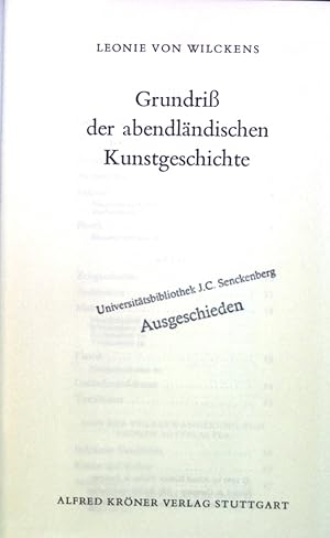 Bild des Verkufers fr Grundri der abendlndischen Kunstgeschichte. Bd. 373. Krners Taschenausgabe zum Verkauf von books4less (Versandantiquariat Petra Gros GmbH & Co. KG)