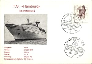 Ansichtskarte / Postkarte German Atlantic Line, T.S. Hamburg, Indienststellung 22 03 1969