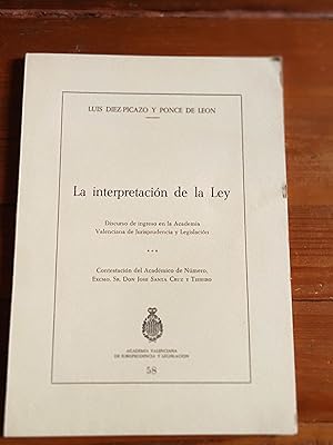 Imagen del vendedor de LA INTERPRETACIN DE LA LEY. Discurso a la venta por Itziar Arranz Libros & Dribaslibros