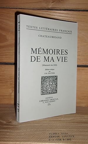 Seller image for MEMOIRES DE MA VIE for sale by Planet's books