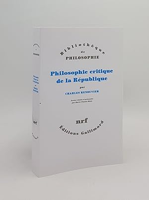 Imagen del vendedor de PHILOSOPHIE CRITIQUE DE LA RPUBLIQUE a la venta por Rothwell & Dunworth (ABA, ILAB)