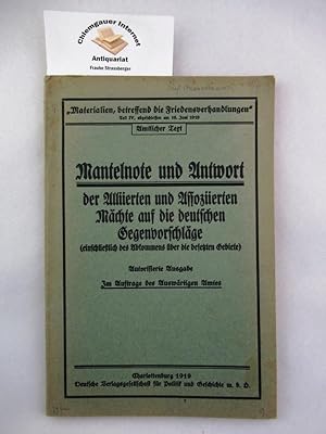 Mantelnote und Antwort der Alliierten und Assoziierten Mächte auf die deutschen Gegenvorschläge (...