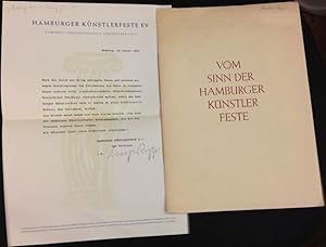 Vom Sinn der Hamburger Künstlerfeste. [Kleine Beiträge zur Buchkunde, Kunstgeschichte und Literat...