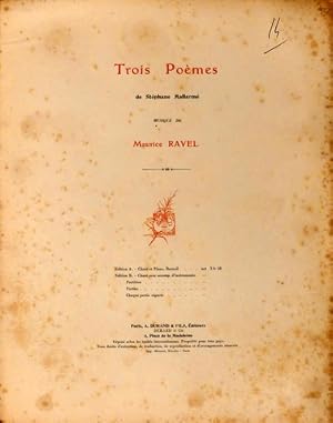 Trois Poèmes de Stéphane Mallarme. Edition A. Chant et Piano, Recueil