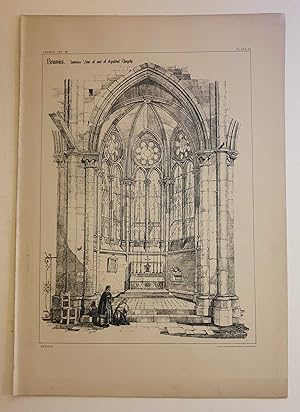 Beauvais, Chapel Interior (1872 Architectural Lithograph)