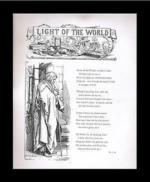 'Light of the World' by W. C. D. Religious [Christian] Poem. Matted. 1871