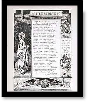 Gethsemane by M. Betham Edwards. Religious [Christian] Poem. Matted Engraving. 1871