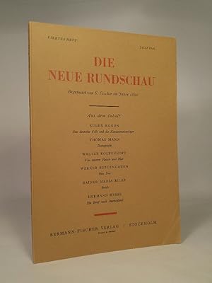 Bild des Verkufers fr Die neue Rundschau: Viertes Heft. Juli 1946. zum Verkauf von ANTIQUARIAT Franke BRUDDENBOOKS