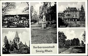 Bild des Verk�ufers f�r Ansichtskarte / Postkarte Sinzig am Rhein, Denkmal, Teilansicht, Zehnthof, In den Anlagen, Pfarrkriche zum Verkauf von akpool.de - akpool GmbH