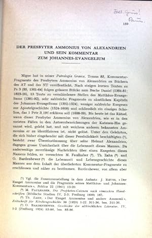 Seller image for Der Presbyter Ammonius von Alexandrien und sein Kommentar zum Johannes-Evangelium; Biblica Vol. 44; for sale by books4less (Versandantiquariat Petra Gros GmbH & Co. KG)