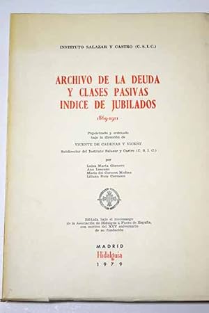 Imagen del vendedor de Archivo de la Deuda y Clases Pasivas a la venta por Alcan Libros