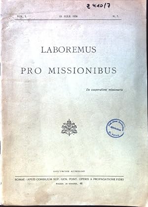 Image du vendeur pour Organisation der paepstlichen Werke und Missionspresse. - in: Laboremus pro Missionibus. Vol. 1. N. 7; mis en vente par books4less (Versandantiquariat Petra Gros GmbH & Co. KG)