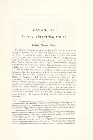 Seller image for CAVANILLES, ENSAYO BIOGRAFICO-CRITICO (EXTRAIDO ORIGINAL DEL AO 1946, TEXTO INTEGRO) for sale by Libreria 7 Soles