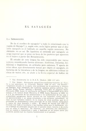 Imagen del vendedor de EL SAYAGUES, REGION DE SAYAGO (EXTRAIDO ORIGINAL DEL AO 1968, ESTUDIO COMPLETO TEXTO INTEGRO) a la venta por Libreria 7 Soles