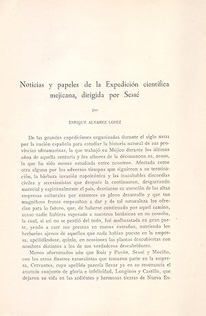 Seller image for NOTICIAS Y PAPELES DE LA EXPEDICION CIENTIFICA MEJICANA, DIRIGIDA POR SESS (EXTRAIDO ORIGINAL DEL AO 1952, TEXTO INTEGRO) for sale by Libreria 7 Soles