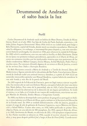 Seller image for DRUMMOND DE ANDRADE: EL SALTO HACIA LA LUZ (EXTRAIDO ORIGINAL DEL AO 1989, TEXTO INTEGRO) for sale by Libreria 7 Soles