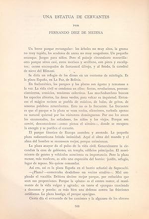 Imagen del vendedor de UNA ESTATUA DE CERVANTES (EXTRAIDO ORIGINAL DEL AO 1964, TEXTO INTEGRO) a la venta por Libreria 7 Soles