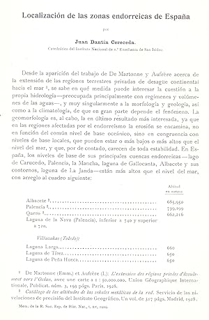Imagen del vendedor de LOCALIZACION DE LAS ZONAS ENDORREICAS DE ESPAA (EXTRAIDO ORIGINAL DEL AO 1929, ESTUDIO COMPLETO TEXTO INTEGRO) a la venta por Libreria 7 Soles