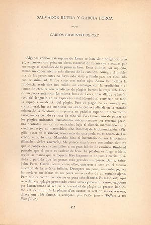 Bild des Verkufers fr SALVADOR RUEDA Y GARCIA LORCA (EXTRAIDO ORIGINAL DEL AO 1961, TEXTO INTEGRO) zum Verkauf von Libreria 7 Soles