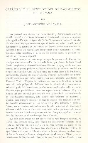 Seller image for CARLOS V Y EL SENTIDO DEL RENACIMIENTO EN ESPAA (EXTRAIDO ORIGINAL DEL AO 1958, TEXTO INTEGRO) for sale by Libreria 7 Soles