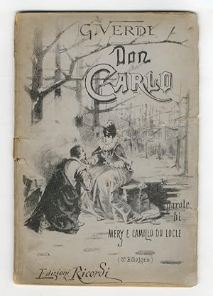 Bild des Verkufers fr Don Carlo [.] versione italiana di A de Lauzires ed A. Zanardini [.] Terza edizione. zum Verkauf von Libreria Oreste Gozzini snc