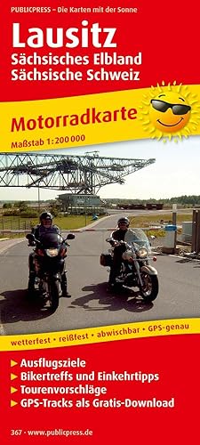 Bild des Verkufers fr Motorradkarte Lausitz, Saechsisches Elbland - Saechsische Schweiz 1 : 200 000 zum Verkauf von moluna