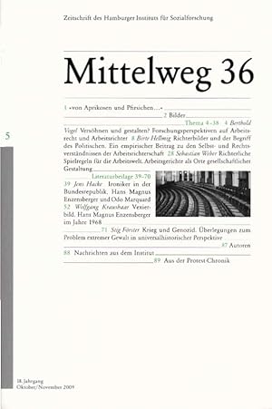 Immagine del venditore per Arbeitsrecht und Arbeitsrichter. Mittelweg 36 : Zeitschrift des Hamburger Instituts fr Sozialforschung; 5 / 2009. venduto da Schrmann und Kiewning GbR