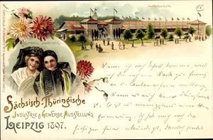 Litho Leipzig, Sächsisch Thüringische Industrie und Gewerbeausstellung 1897, Frauen in Trachten