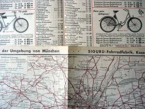 Sigurd Fahrrad-Fabrik. Karte der Umgebung von München, um 1935.