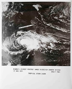 Seller image for [NASA press photo showing tropical storm Laura over the Gulf of Mexico on 17 November 1971.] for sale by Centralantikvariatet