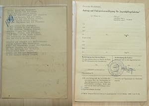 Autograph Michael Jovy Deutsche Jungenschaft auf Reichsbahn-Antrag für Jugendpflegefahrten um 1949